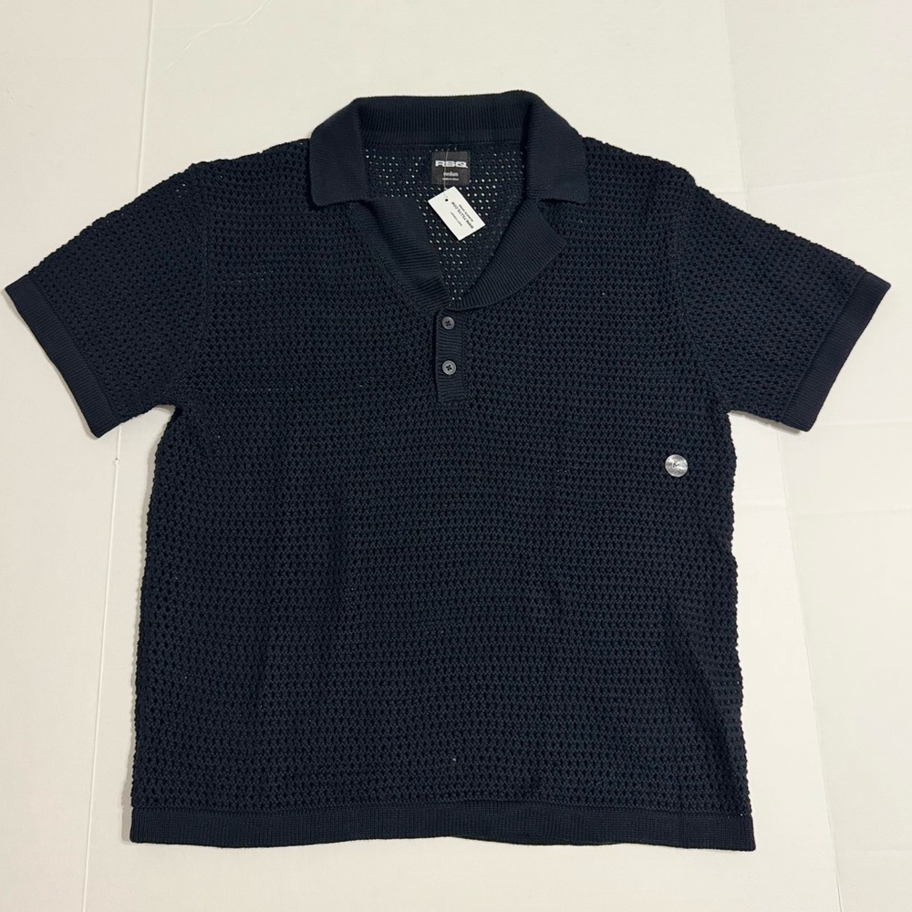 RSQ Textured Black Polo Shirt